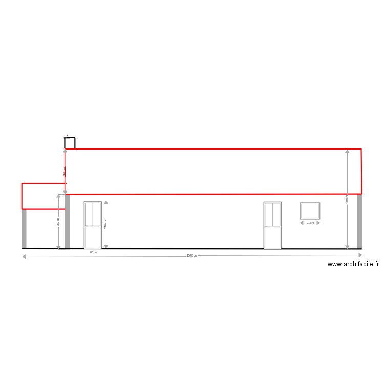 façade nord modifiée validée. Plan de 0 pièce et 0 m2