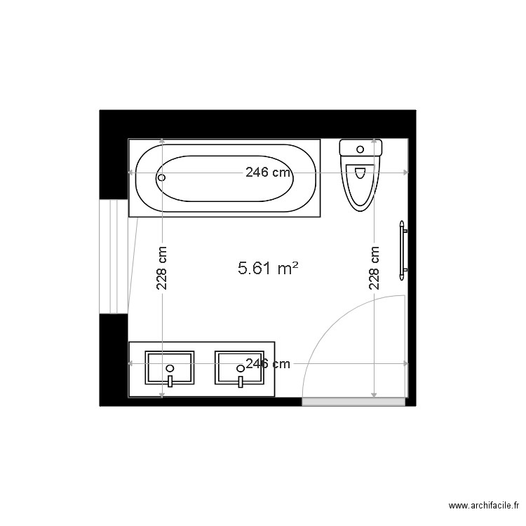 Plan existant SDB appartement DUPLAIX. Plan de 0 pièce et 0 m2