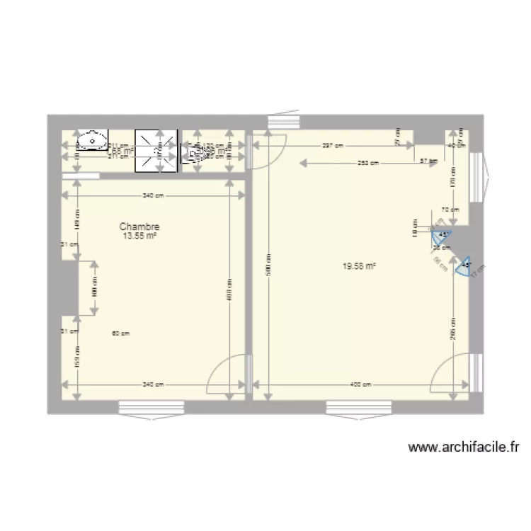 Projet Appart 36m2 &agrave; paris vide. Plan de 