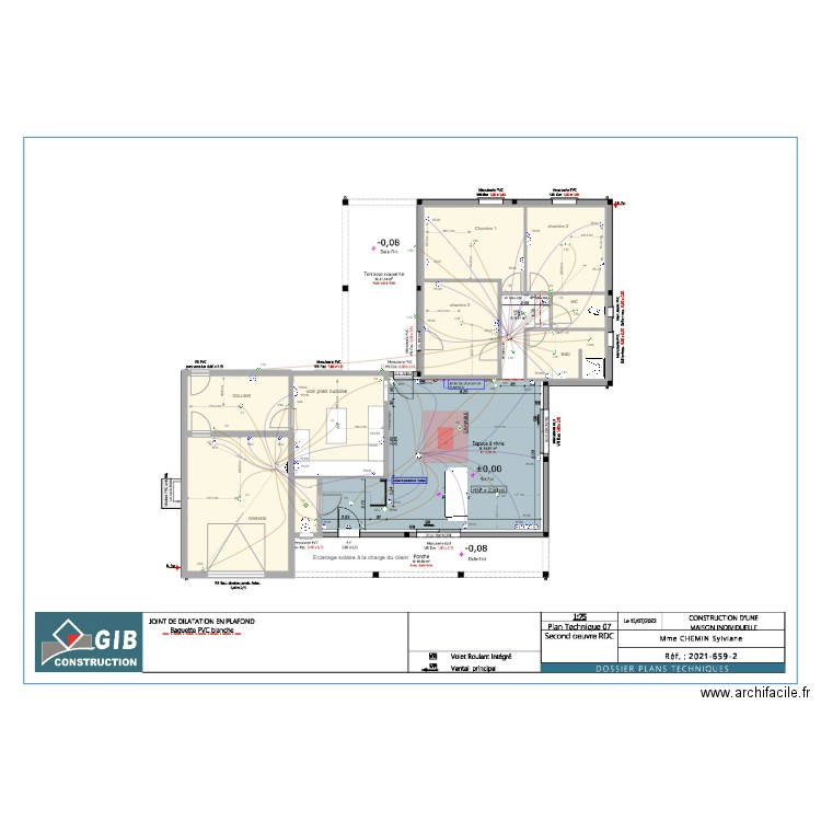 CHEMIN PIEUVRE. Plan de 9 pièces et 99 m2