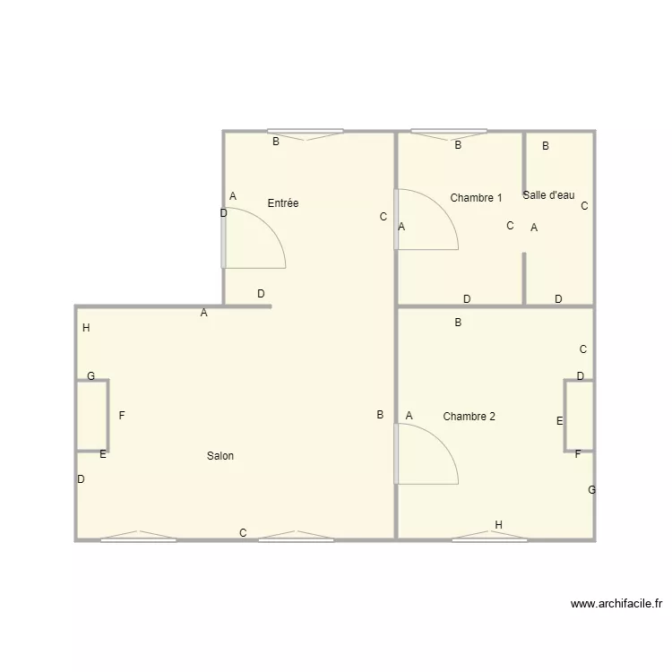 Croquis BOURY Appartement. Plan de 