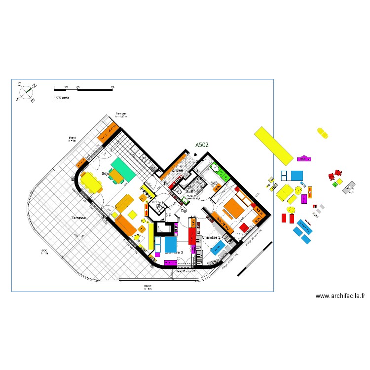 FINAL plan indice 13bis double canapé sans galandage table 180 piano angle meuble 230x50. Plan de 0 pièce et 0 m2