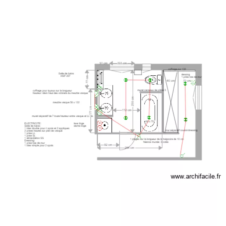 Plan électrique salle de bains Asnières 7 juin 2017. Plan de Plan électrique salle de bains Asnières 7 juin 2017. Plan de