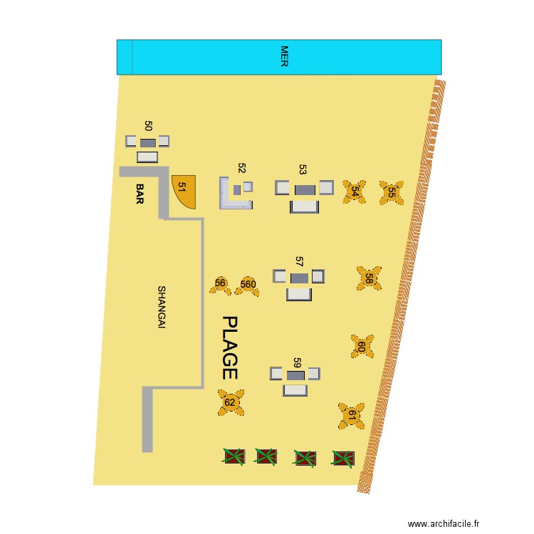 terrasse plage 2020. Plan de 0 pièce et 0 m2