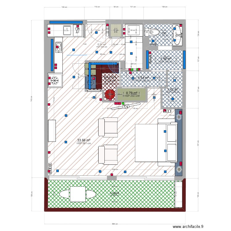 Pra loup elec. Plan de 9 pièces et 52 m2