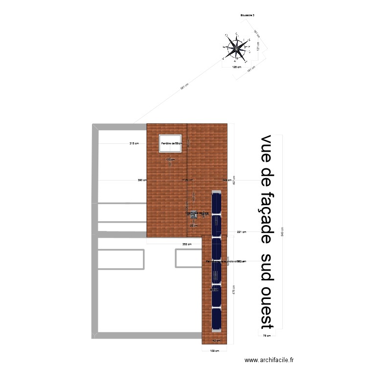 lpan de façade sud ouest. Plan de 0 pièce et 0 m2