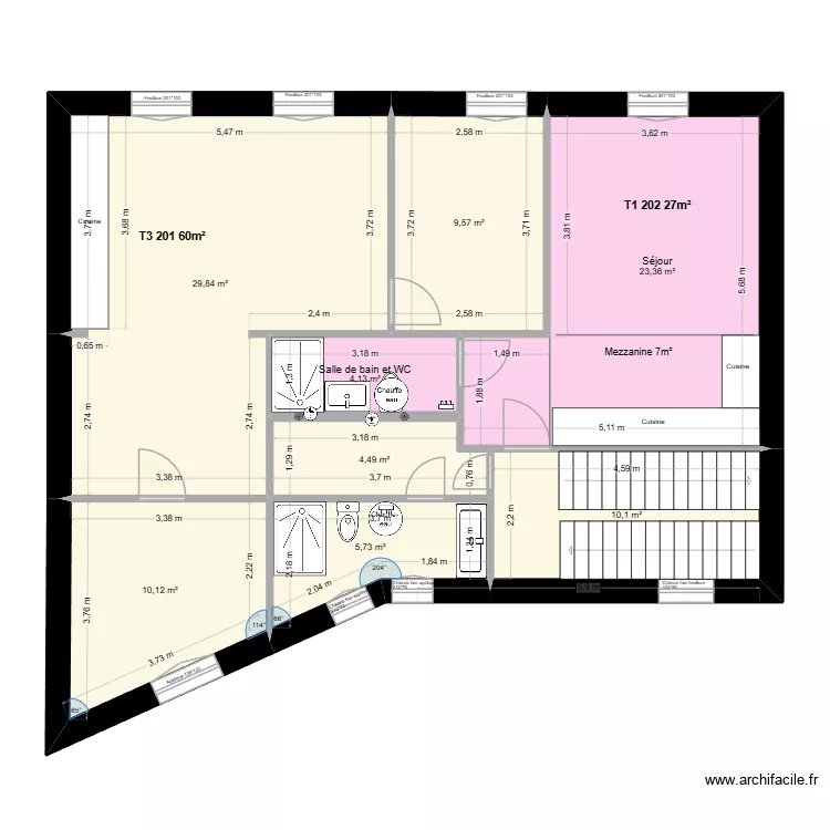 Libert&eacute; &eacute;tage 2 V6 T3T1. Plan de 