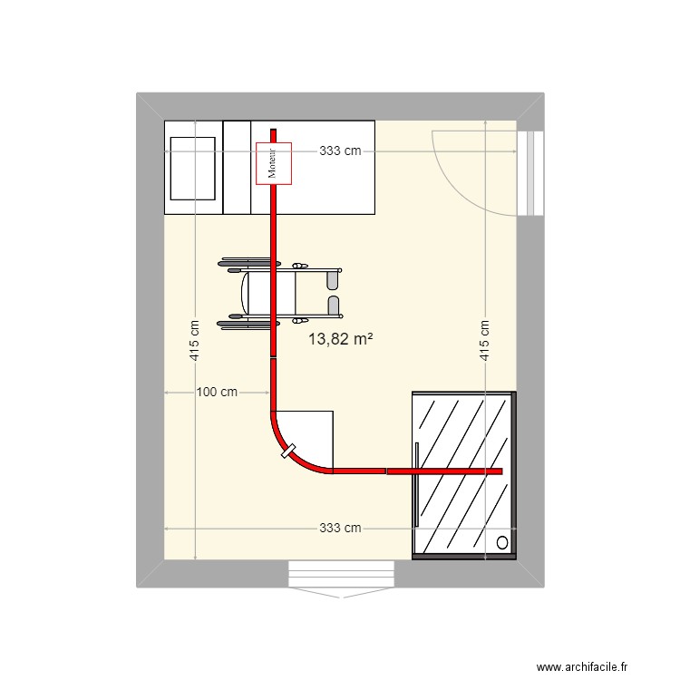 BIECHE . Plan de 1 pièce et 14 m2