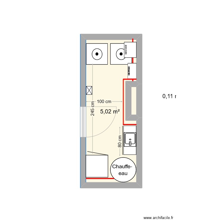 Buanderie. Plan de 2 pièces et 5 m2