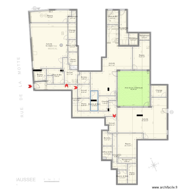 93 Aubervilliers Motte PROJET V ArL 280522. Plan de 32 pièces et 460 m2