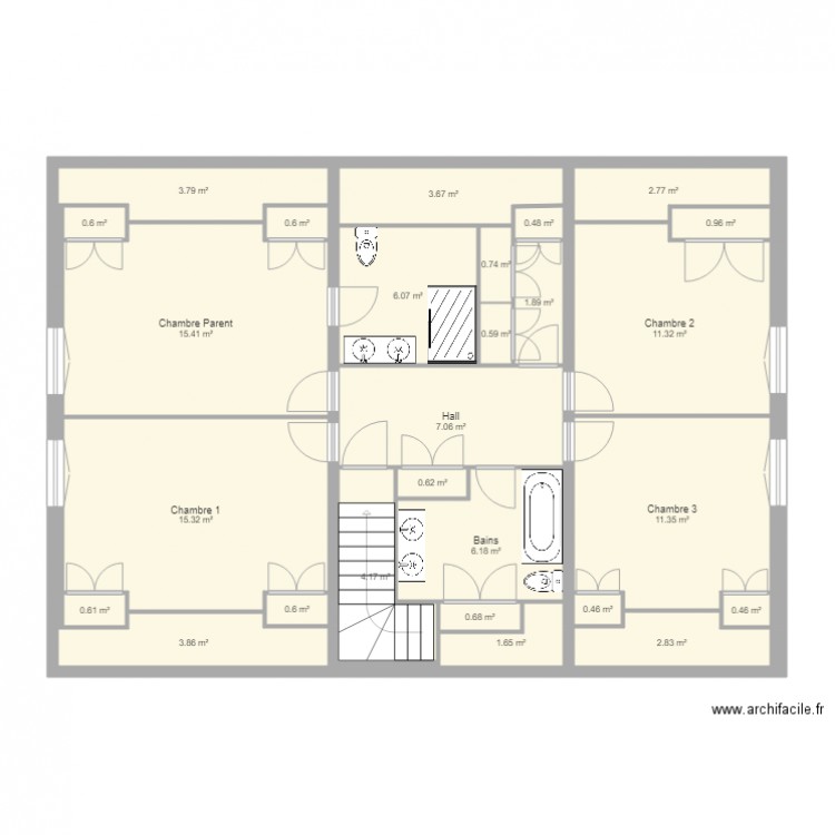 levant etage 1 jan 18. Plan de 0 pièce et 0 m2