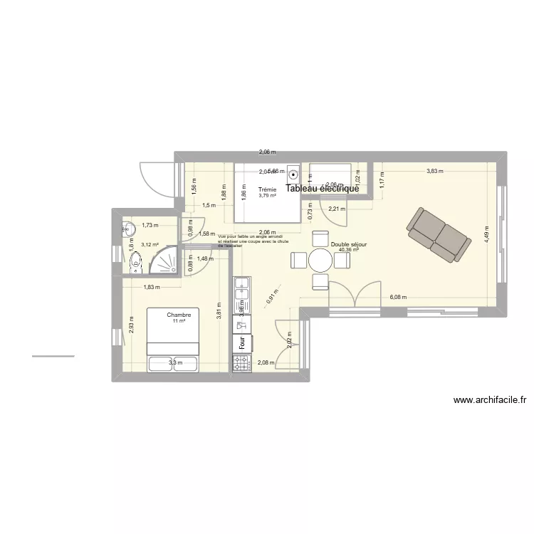 St Naz rdc Non PMR. Plan de 9 Pièces et 95 m²