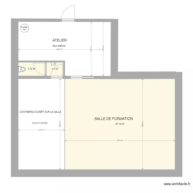 Salle de formation. Plan de 