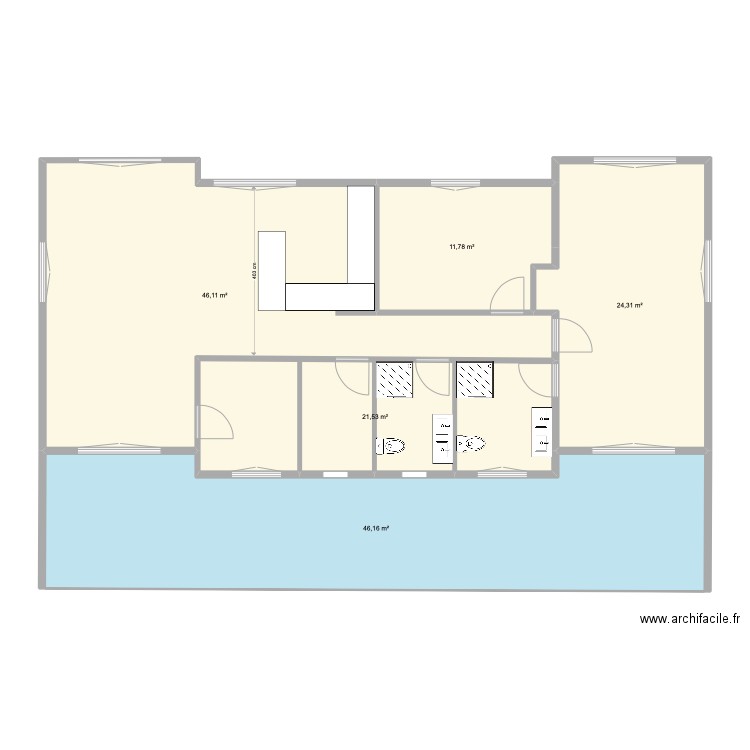 Mangoplaya. Plan de 5 pièces et 150 m2