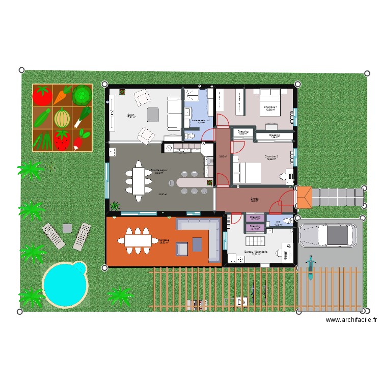 Plan maison1 . Plan de 14 pièces et 138 m2