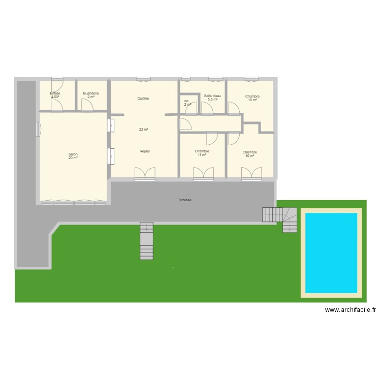 87G3480. Plan de 10 pièces et 170 m2