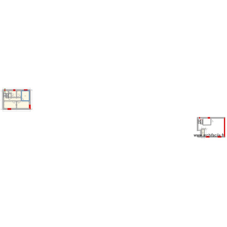 1er etatge. Plan de 6 pièces et 70 m2