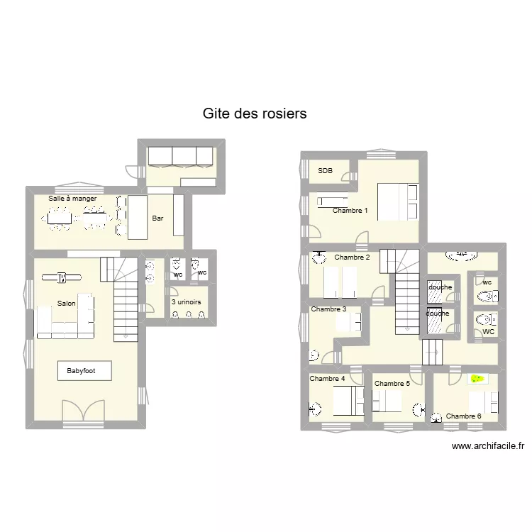 gite rosier. Plan de 16 pièces et 75 m²