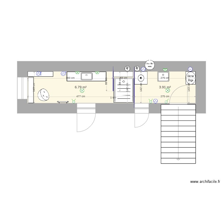 R1 Nord Salle deau électricité. Plan de 0 pièce et 0 m2