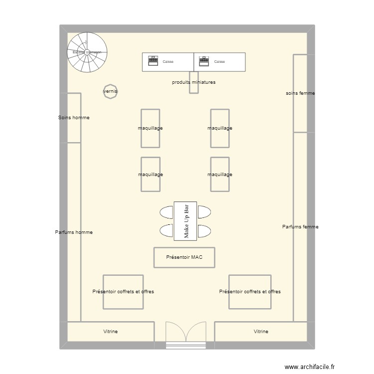 make up bar. Plan de 16 pièces et 99 m2