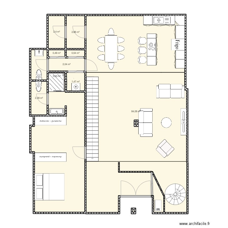 plan RDC. Plan de 13 pièces et 125 m2