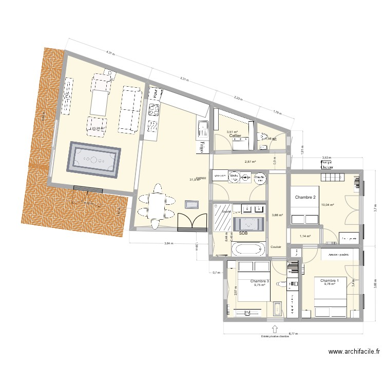 Maison Thomas - projet Did cuisine  salon. Plan de 10 pièces et 97 m2