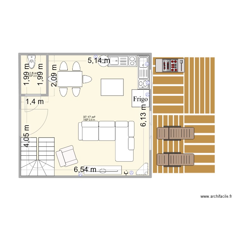 Maison Sainte Radegonde 80 m2 VERSION 2. Plan de 5 pièces et 79 m2