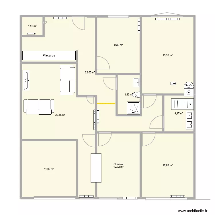 appart 4 chambres option3. Plan de 10 et 115 m² appart 4 chambres option3. Plan de 10 et 115 m²
