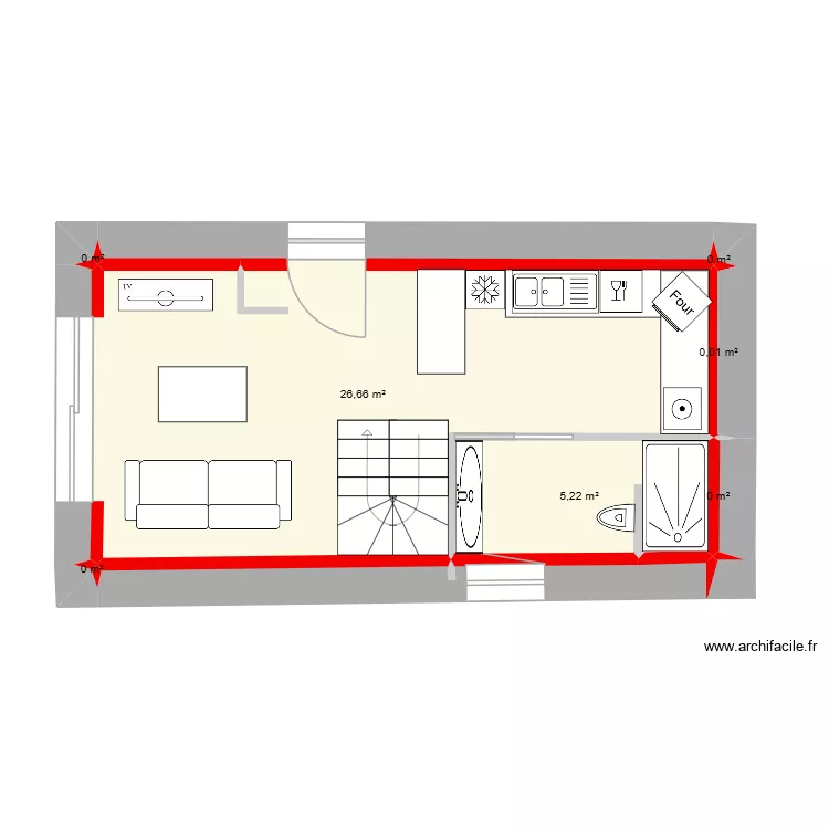 G&icirc;te Denis & Carole. Plan de 7  et 32 m²