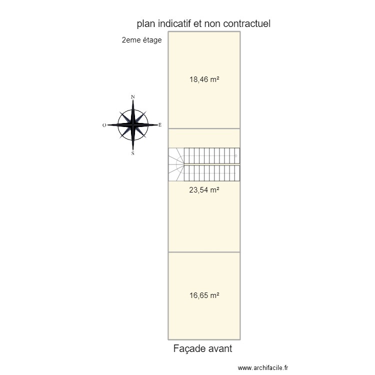 daparé 2eme étage . Plan de 3 pièces et 59 m2