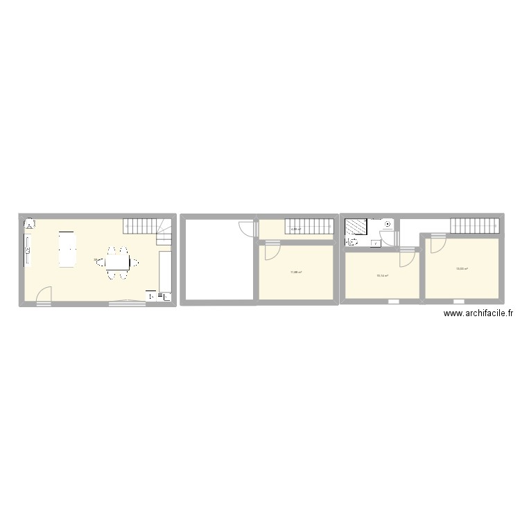 asnière sur nouere. Plan de 5 pièces et 75 m2