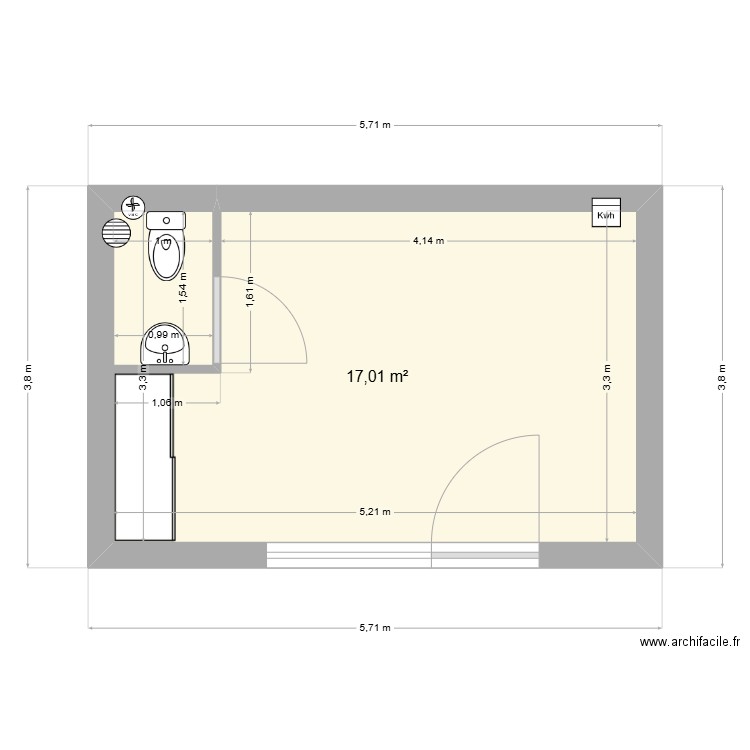 PLAN DE MASSE AVANT TRAVAUX. Plan de 1 pièce et 17 m2