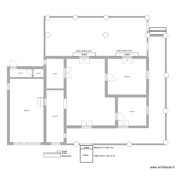 Maison Di&eacute;go. Avec terrasse. sans c&ocirc;tes. Plan de 