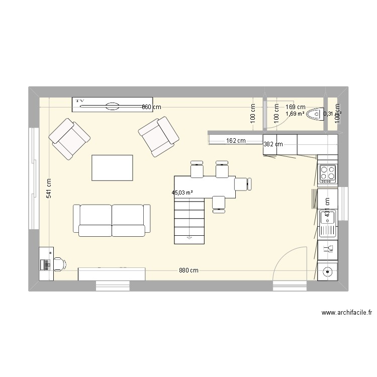 OLI SALON CUISINE. Plan de 0 pièce et 0 m2