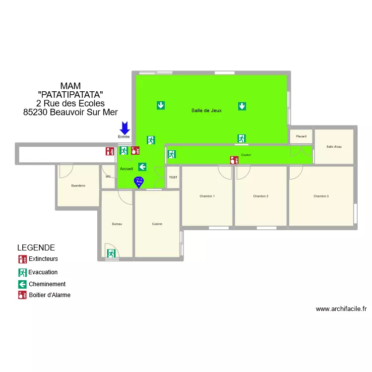 Plan evacuation MAM. Plan de 