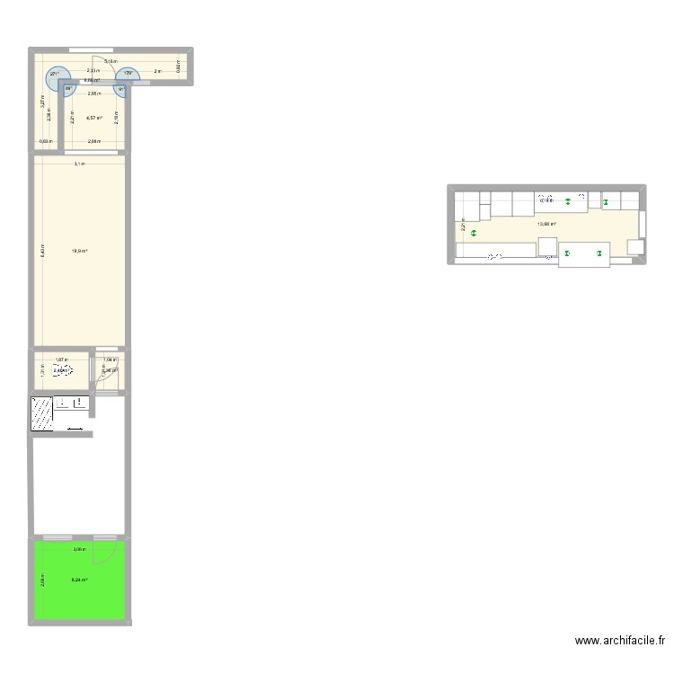 lunel viel. Plan de 7 pièces et 57 m2