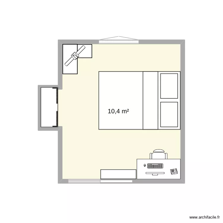 Chambre Ylan. Plan de 1 pièce et 10 m² Chambre Ylan. Plan de 1 pièce et 10 m²