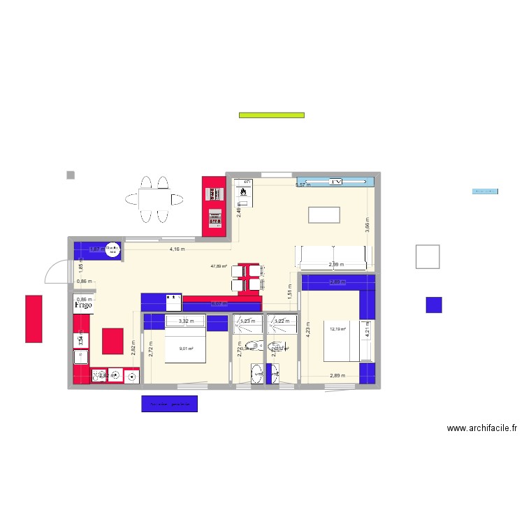 roc3dernier. Plan de 5 pièces et 76 m2