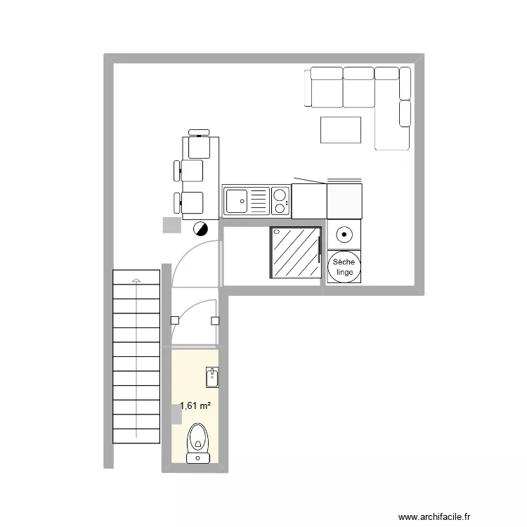 SOUS SOL CABINET bis. Plan de 1  et 2 m²