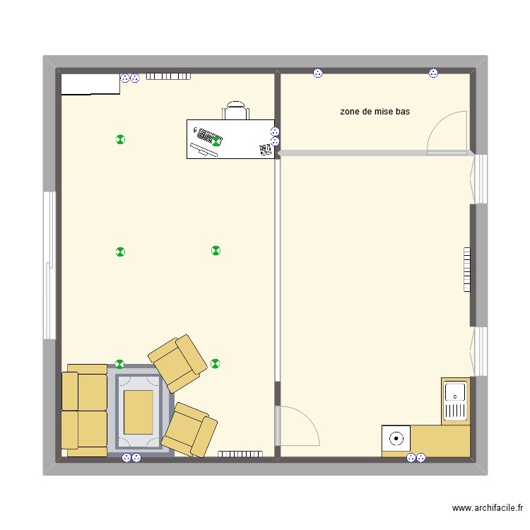 bureau. Plan de 3 pièces et 108 m2