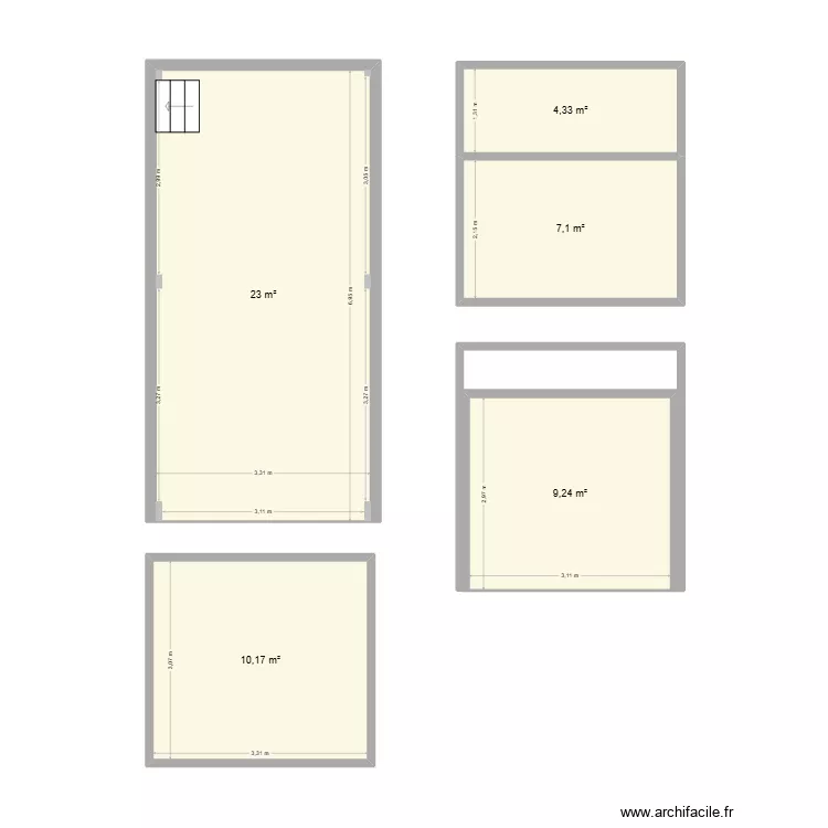 Cr&ecirc;perie Mekn&egrave;s. Plan de 5  et 54 m²