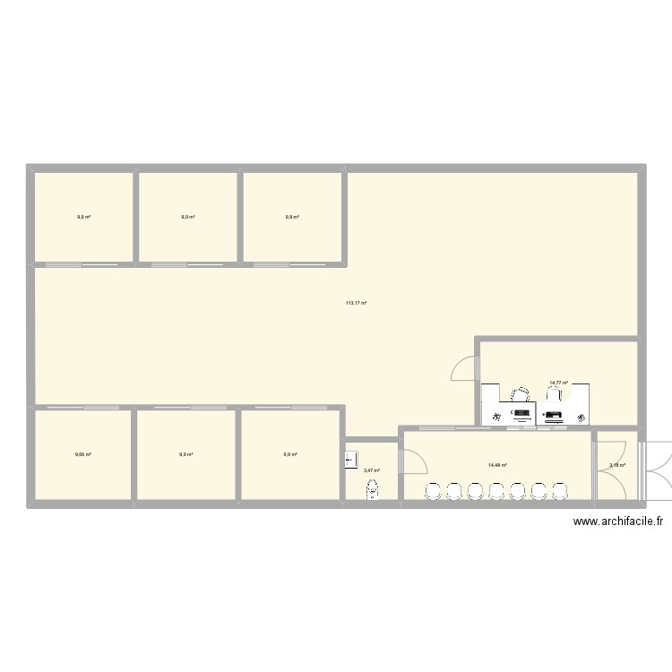 Poissac RDC 225m2. Plan de 11 pièces et 208 m2