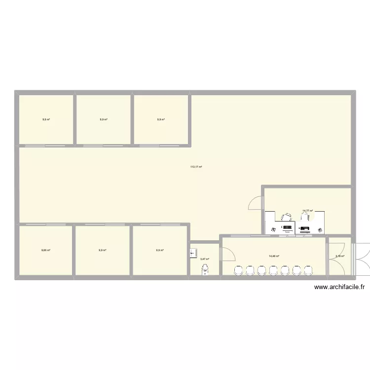 Poissac RDC 225m2. Plan de 