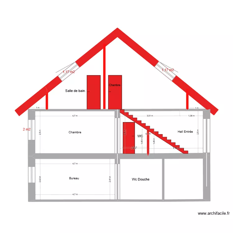 Fa&ccedil;ade EST vue en coupe 04.12.2025. Plan de 