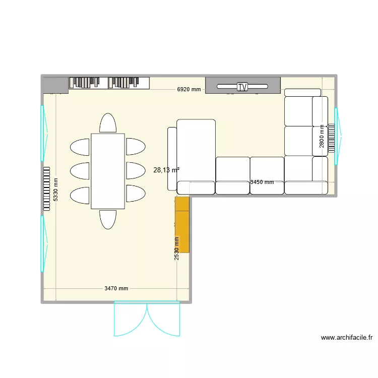 amenagement salon. Plan de 