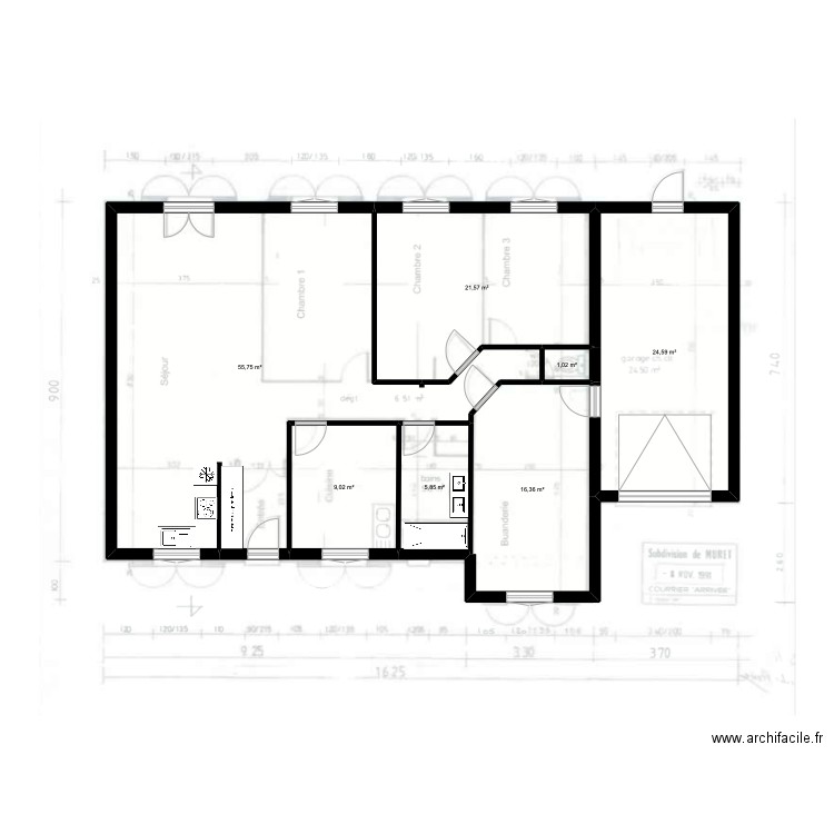 maison eaunes. Plan de 7 pièces et 134 m2