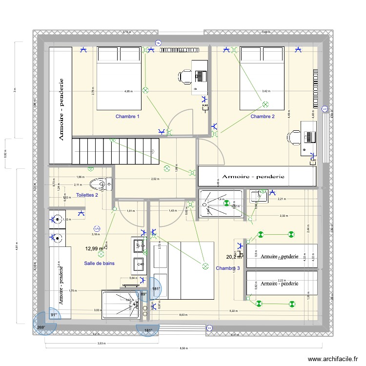 2e &eacute;tage d&eacute;finitif grande chambre. Plan de 0 pièce et 0 m2