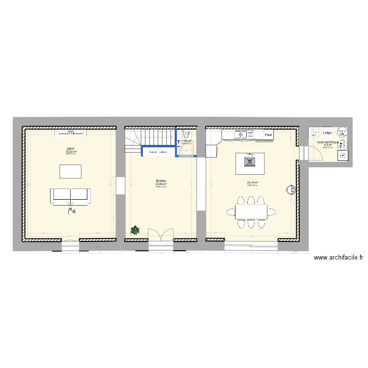 plan RDC Dylan et Laurine. Plan de 5 pièces et 100 m2