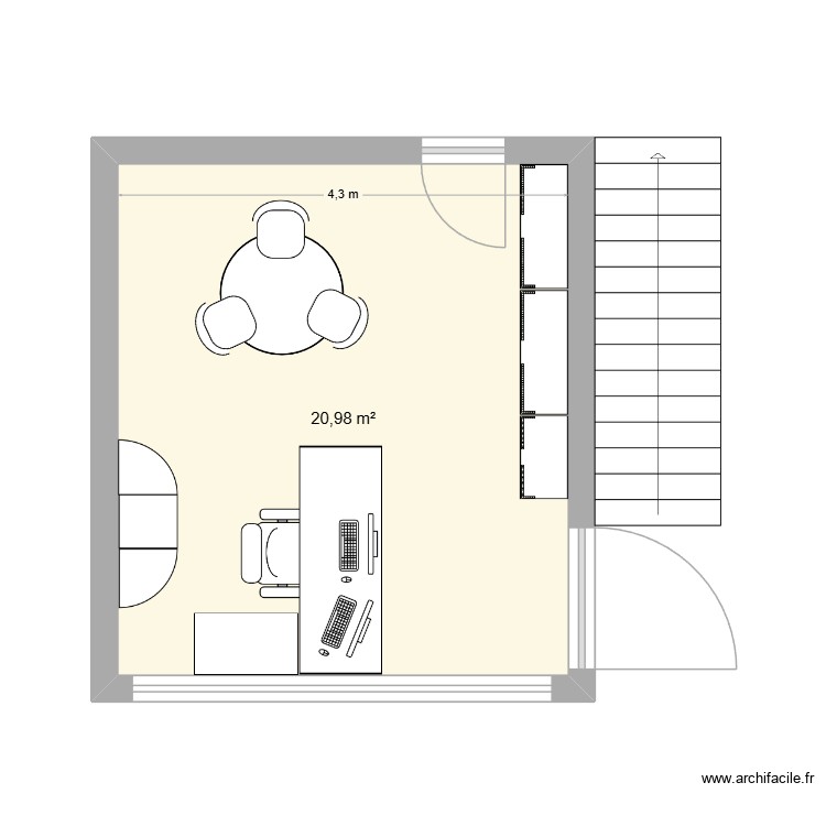 Bureau JM - Implantation mobilier. Plan de 0 pièce et 0 m2