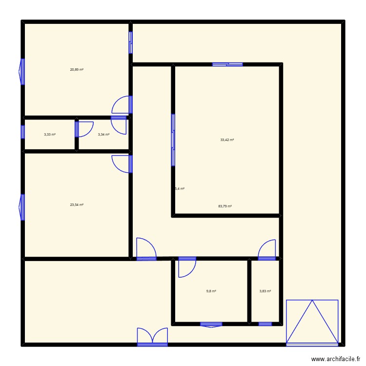 TANTE BINETOU TERRASSE. Plan de 9 pièces et 207 m2